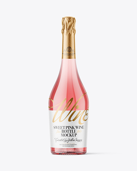 Clear Glass Pink Wine Bottle Mockup