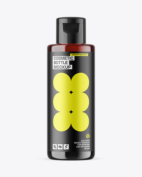 Dark Amber Cosmetic Bottle Mockup