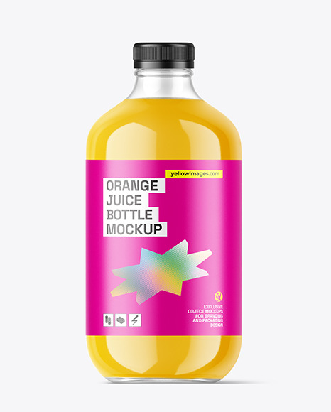 Orange Juice Bottle with Screw Cap Mockup