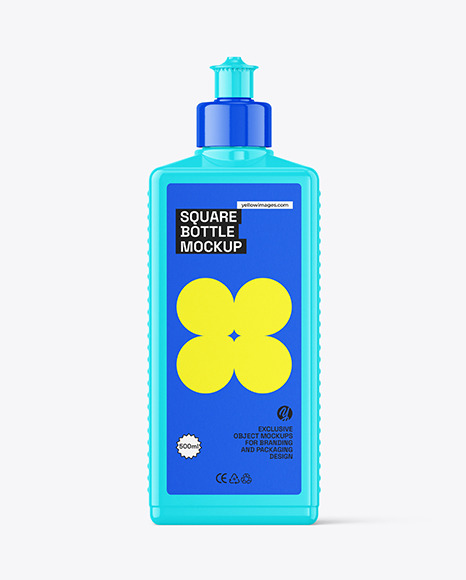 Glossy Plastic Bottle with Push Pull Cap Mockup