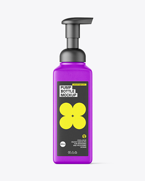 Matte Square Bottle With Pump Mockup