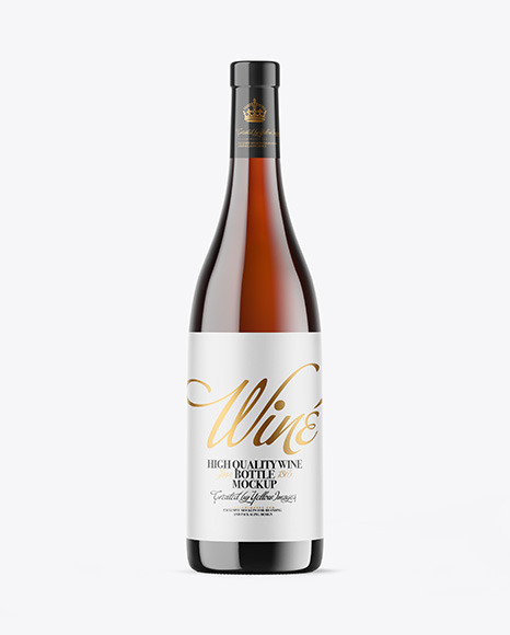 Amber Glass White Wine Bottle Mockup