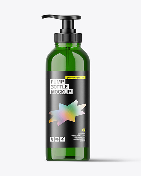 Green Bottle with Pump Mockup