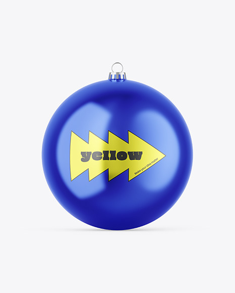 Glossy Metallic Christmas Ball Mockup