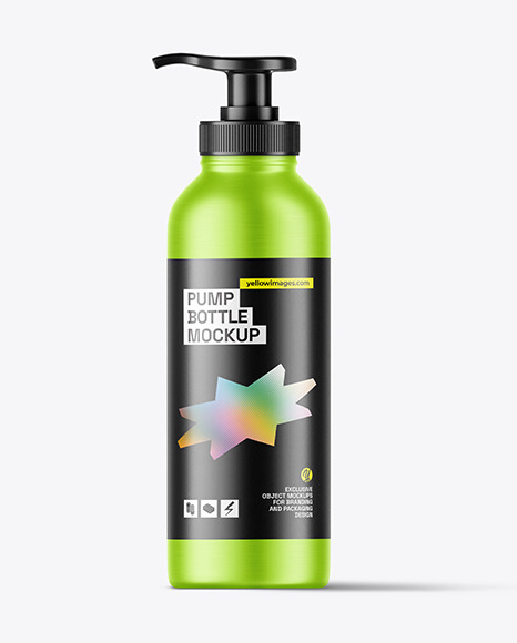 Metallic Bottle with Pump Mockup