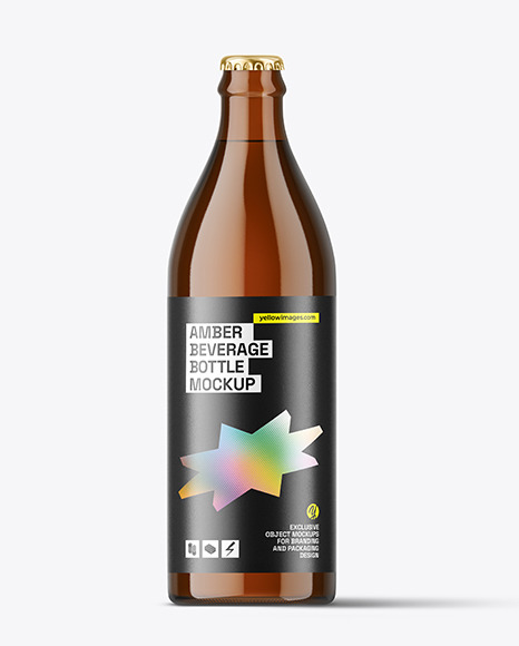 Amber Glass Bottle with Metal Cap Mockup