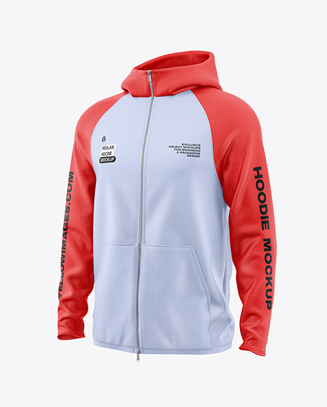 Men&#039;s Full-Zip Hoodie Mockup - Half Side View
