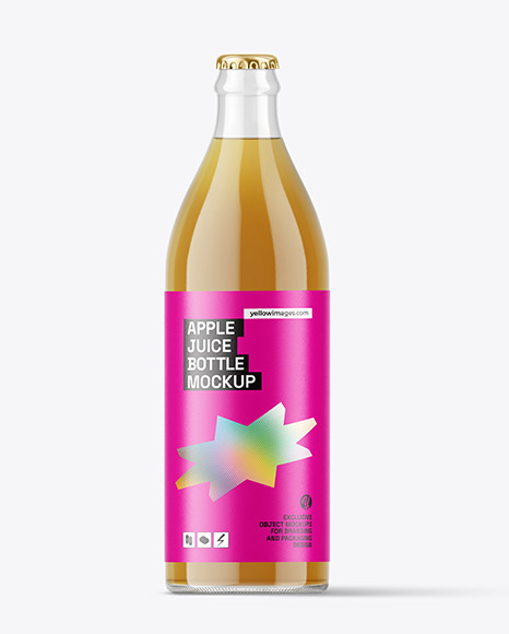 Clear Glass Apple Juice Bottle Mockup