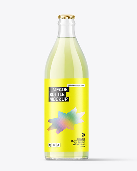 Clear Glass Lemonade Bottle Mockup