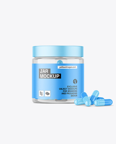 Clear Jar with Capsules Mockup