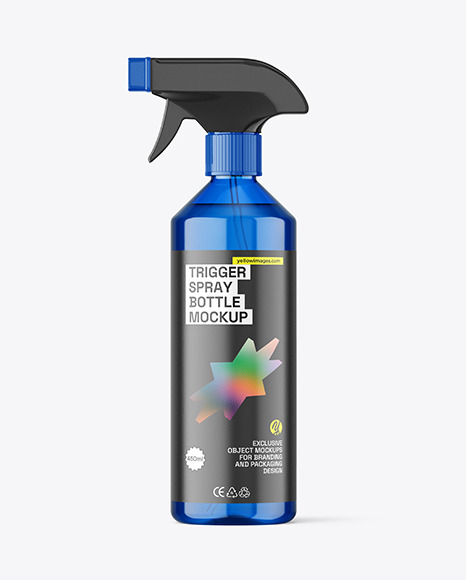 Blue Trigger Spray Bottle Mockup