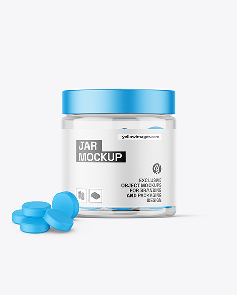 Clear Jar with Tablets Mockup