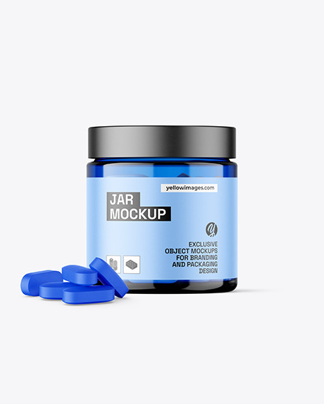 Blue Jar with Pills Mockup
