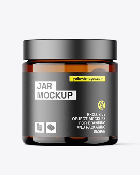 Amber Jar with Tablets Mockup