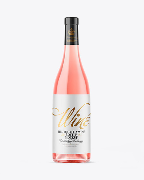 Clear Glass Pink Wine Bottle Mockup