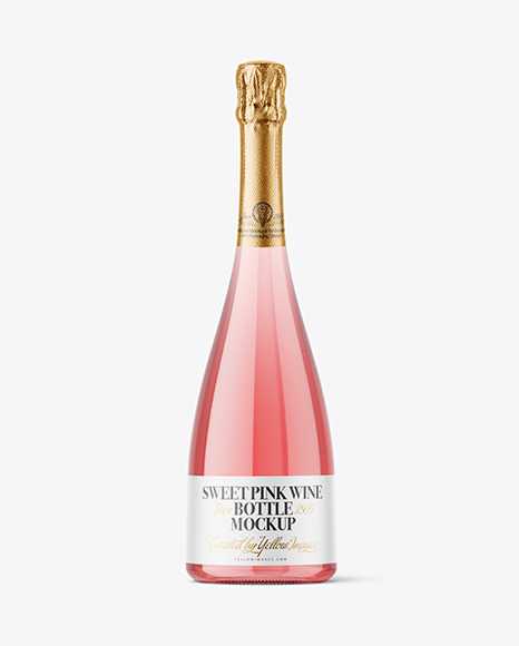 Clear Glass Pink Wine Bottle Mockup