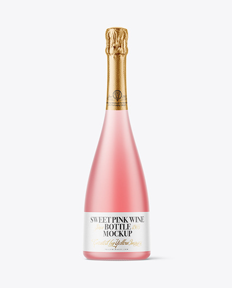 Frosted Glass Pink Wine Bottle Mockup