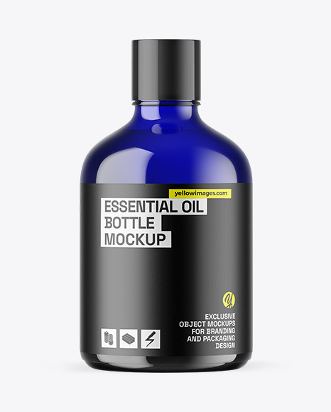 Blue Glass Essential Oil Bottle Mockup