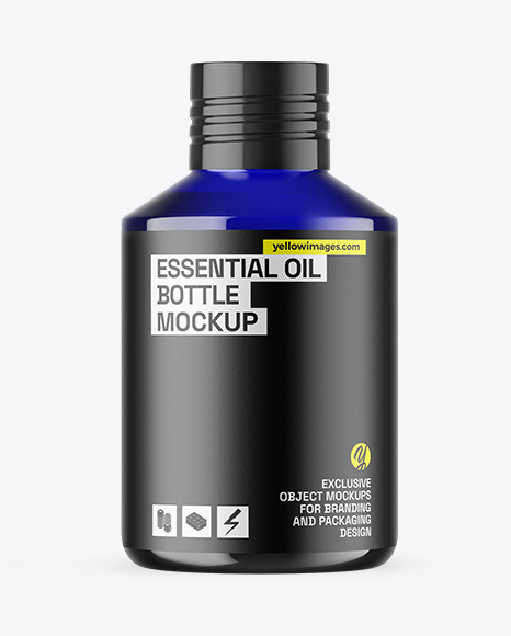 Blue Glass Essential Oil Bottle Mockup
