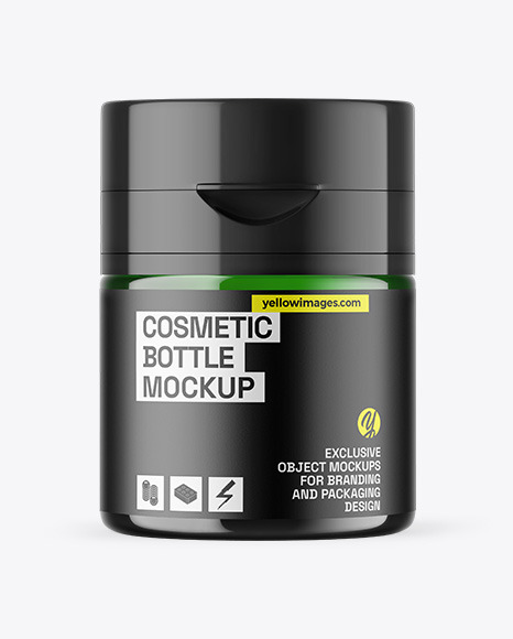 Green Cosmetic Bottle Mockup