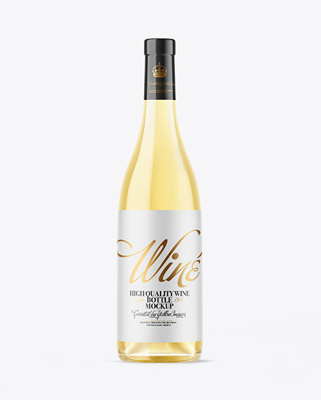 Clear Glass White Wine Bottle Mockup