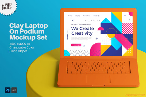 Clay Matte Macbook Laptop Device Mockup Set