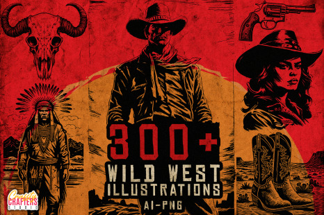 300+ Wild West Western illustrations