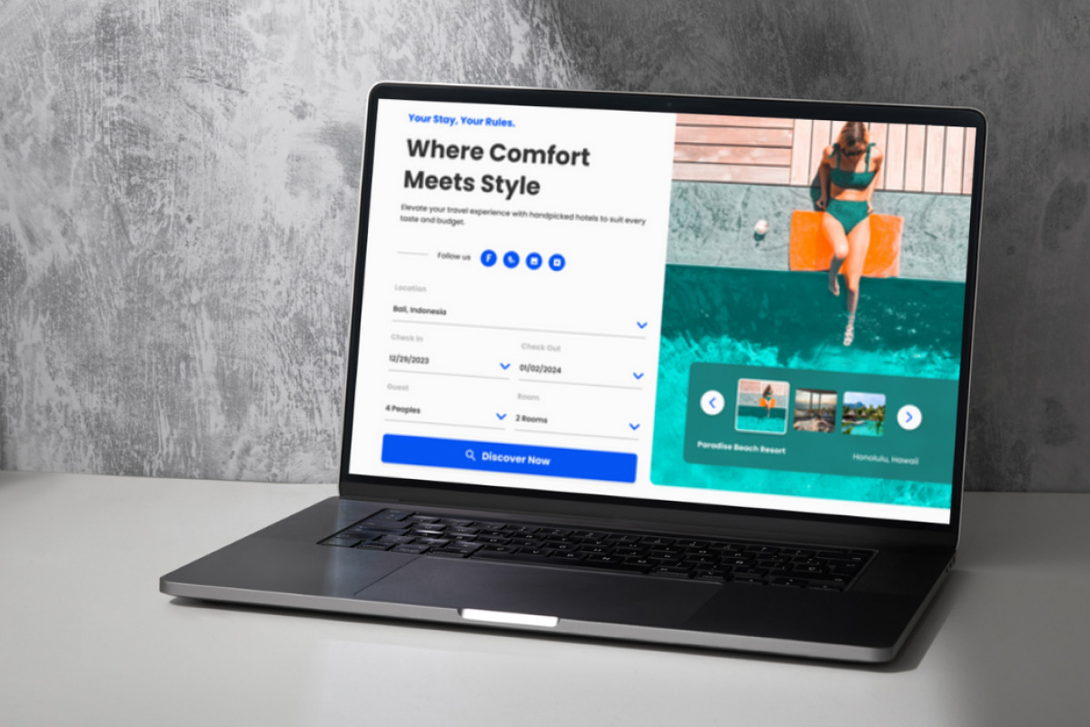 Nest Haven Hotel Booking Landing Page on Yellow Images Creative Store