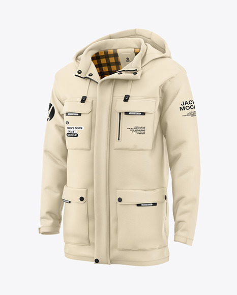 Men&#039;s Down Jacket Mockup - Half Side View