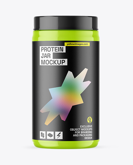 Glossy Protein Jar Mockup