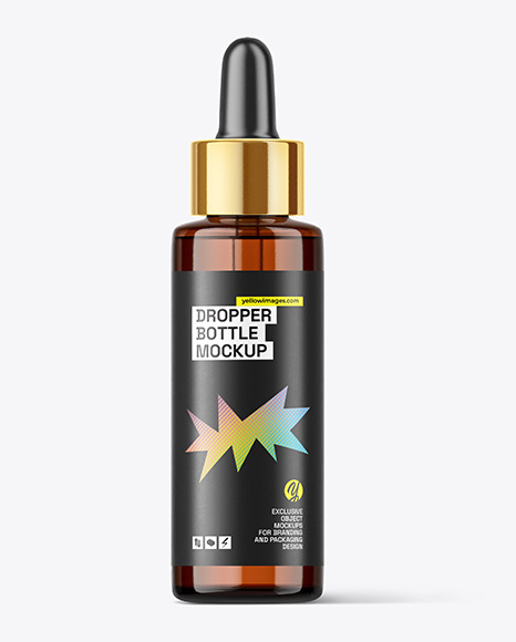 Amber Glass Dropper Bottle Mockup