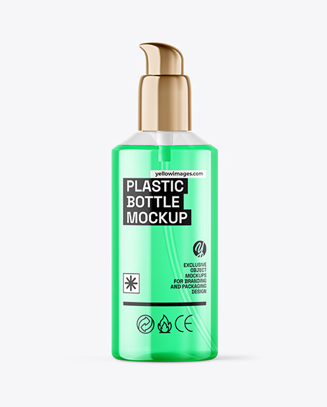 Color Liquid Cosmetic Bottle with Pump Mockup