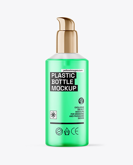 Frosted Color Liquid Cosmetic Bottle with Pump Mockup