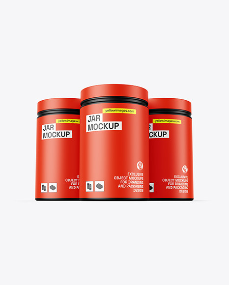 Three Matte Jars Mockup