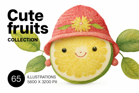 Cute fruits. Collection