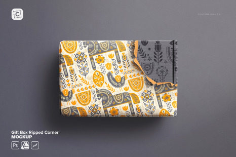 Gift Box Ripped Corner Mockup