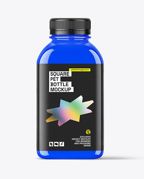 Glossy Square PET Bottle Mockup