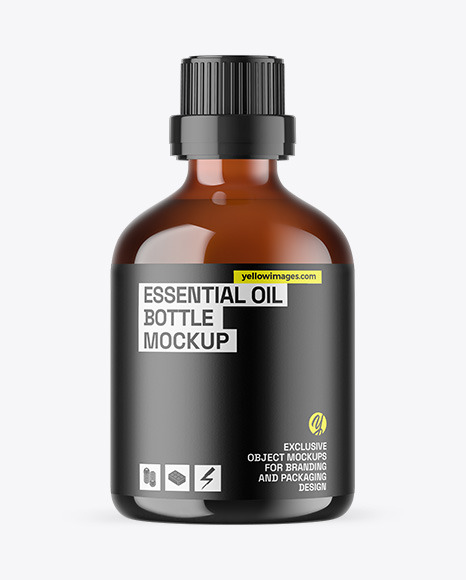 Amber Glass Essential Oil Bottle Mockup