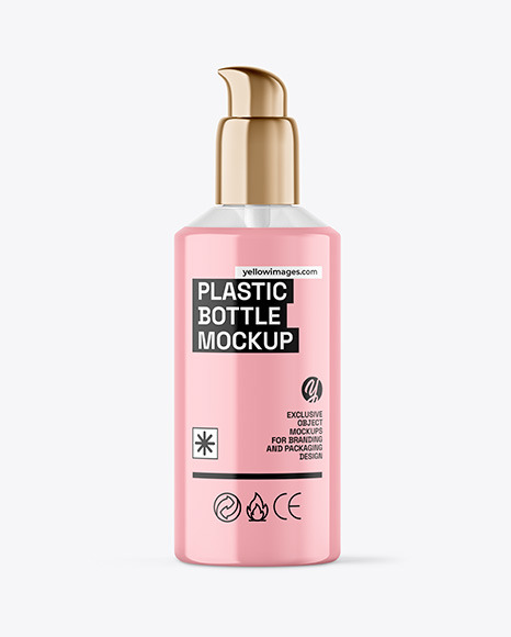 Clear Liquid Soap Cosmetic Bottle with Pump Mockup