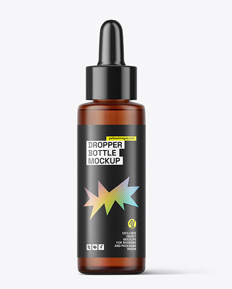 Frosted Amber Dropper Bottle Mockup