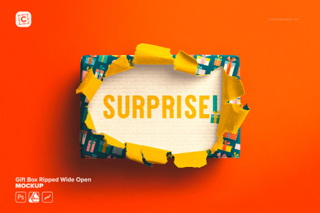 Gift Box Ripped Wide Open Mockup
