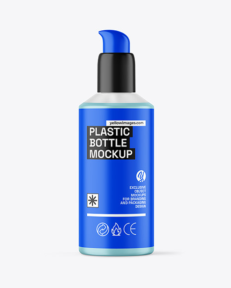 Frosted Liquid Soap Bottle with Pump Mockup