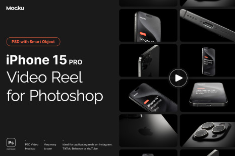 iPhone 15 PRO - Video Reel Mockup for Photoshop