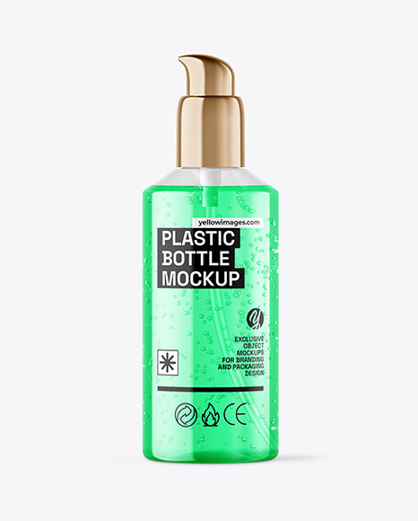 Color Liquid Cosmetic Bottle with Pump Mockup