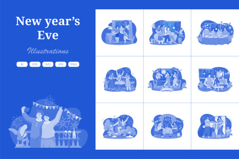 M520_New year’s Eve Illustration Pack