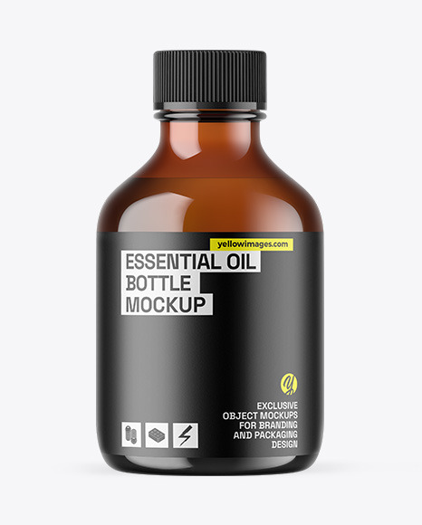 Amber Glass Essential Oil Bottle Mockup