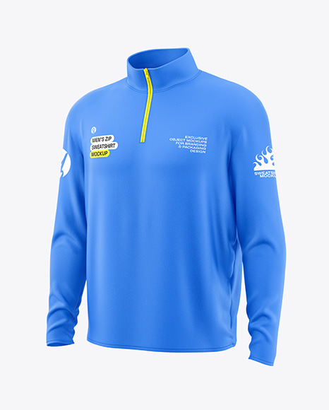 Men’s Zip Sweatshirt Mockup - Half Side View