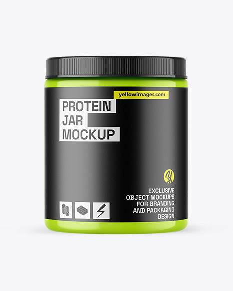 Glossy Protein Jar Mockup