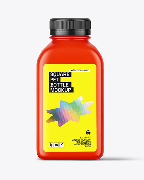 Matte Square PET Bottle Mockup