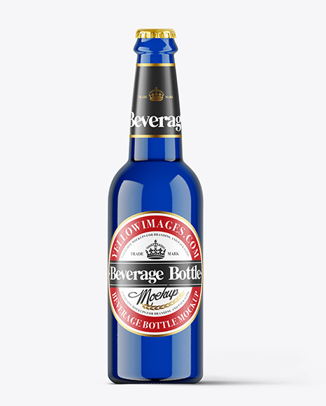 Blue Beverage Glass Bottle Mockup